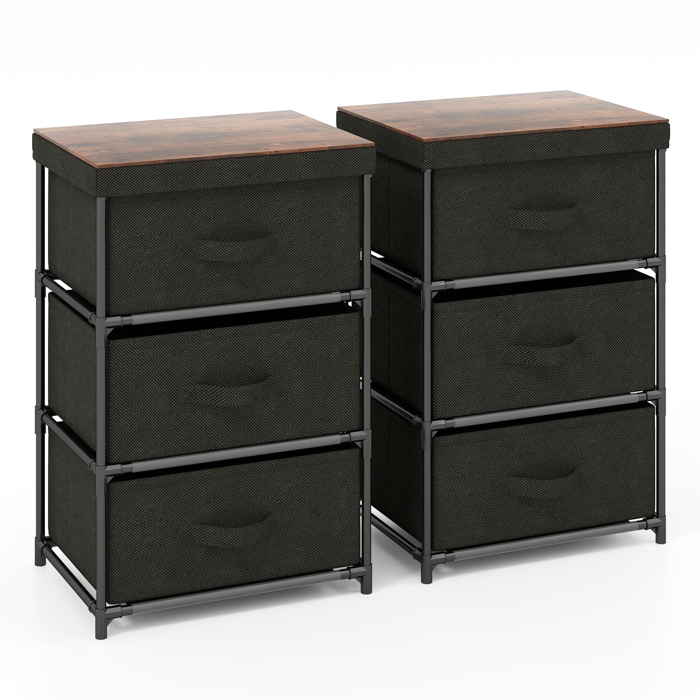 3-Tier Fabric Dresser with 3 Drawers-Black