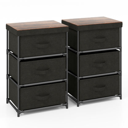 3-Tier Fabric Dresser with 3 Drawers-Black