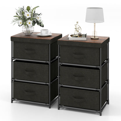 3-Tier Fabric Dresser with 3 Drawers-Black