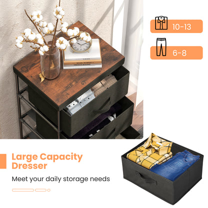 3-Tier Fabric Dresser with 3 Drawers-Black