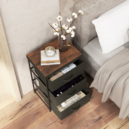 3-Tier Fabric Dresser with 3 Drawers-Black