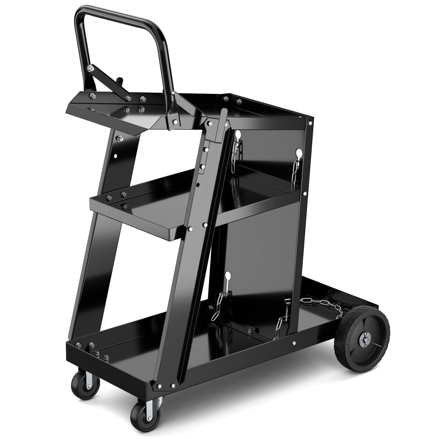 3-Tier Welding Cart Rolling Welder Cart with Tilt-Table and 4 Wheels