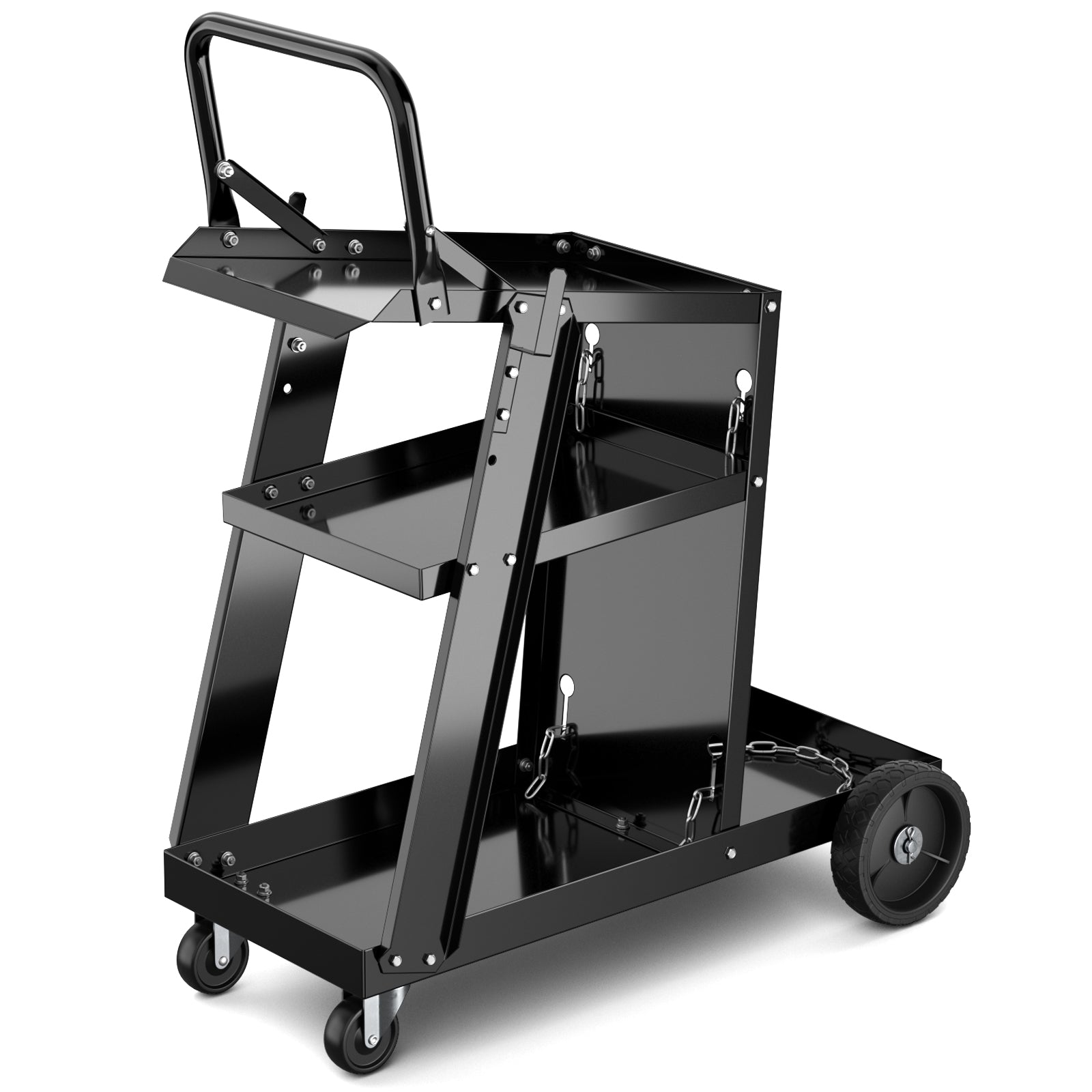 3-Tier Welding Cart Rolling Welder Cart with Tilt-Table and 4 Wheels