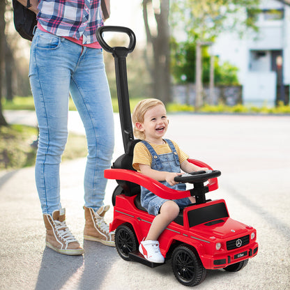 3-in-1 Licensed Mercedes Benz Ride on Push Car with Push Handle-Red