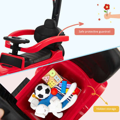 3-in-1 Licensed Mercedes Benz Ride on Push Car with Push Handle-Red