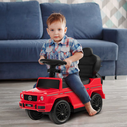 3-in-1 Licensed Mercedes Benz Ride on Push Car with Push Handle-Red
