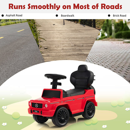 3-in-1 Licensed Mercedes Benz Ride on Push Car with Push Handle-Red