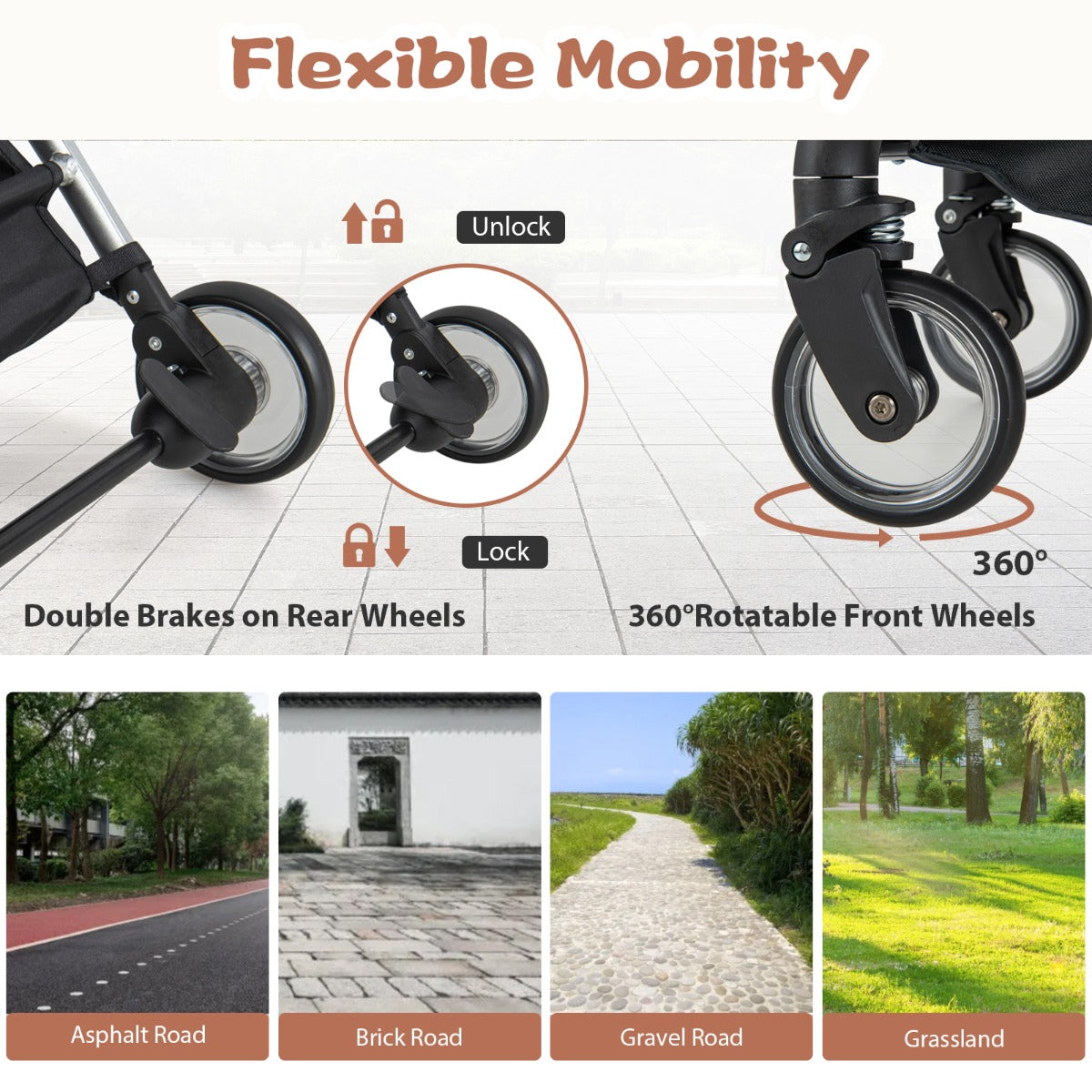 Costway 3-in-1 Foldable Pet Stroller with Removable Waterproof Cover