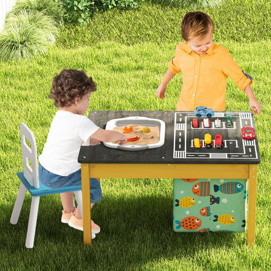Costway 4-in-1 Kids Sand Water Activity Table with Foldable Storage Bin and Cloth Storage Bag