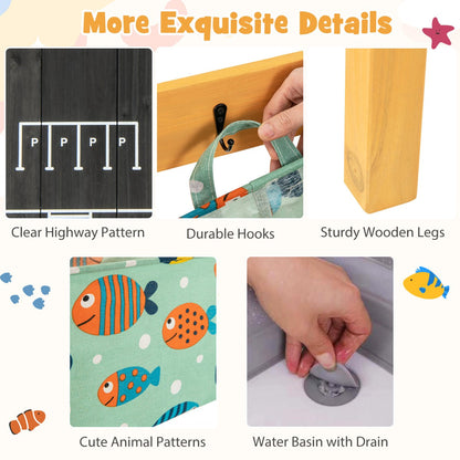 Children's sensory table with drainage hole for convenient water play and easy cleanup after activities