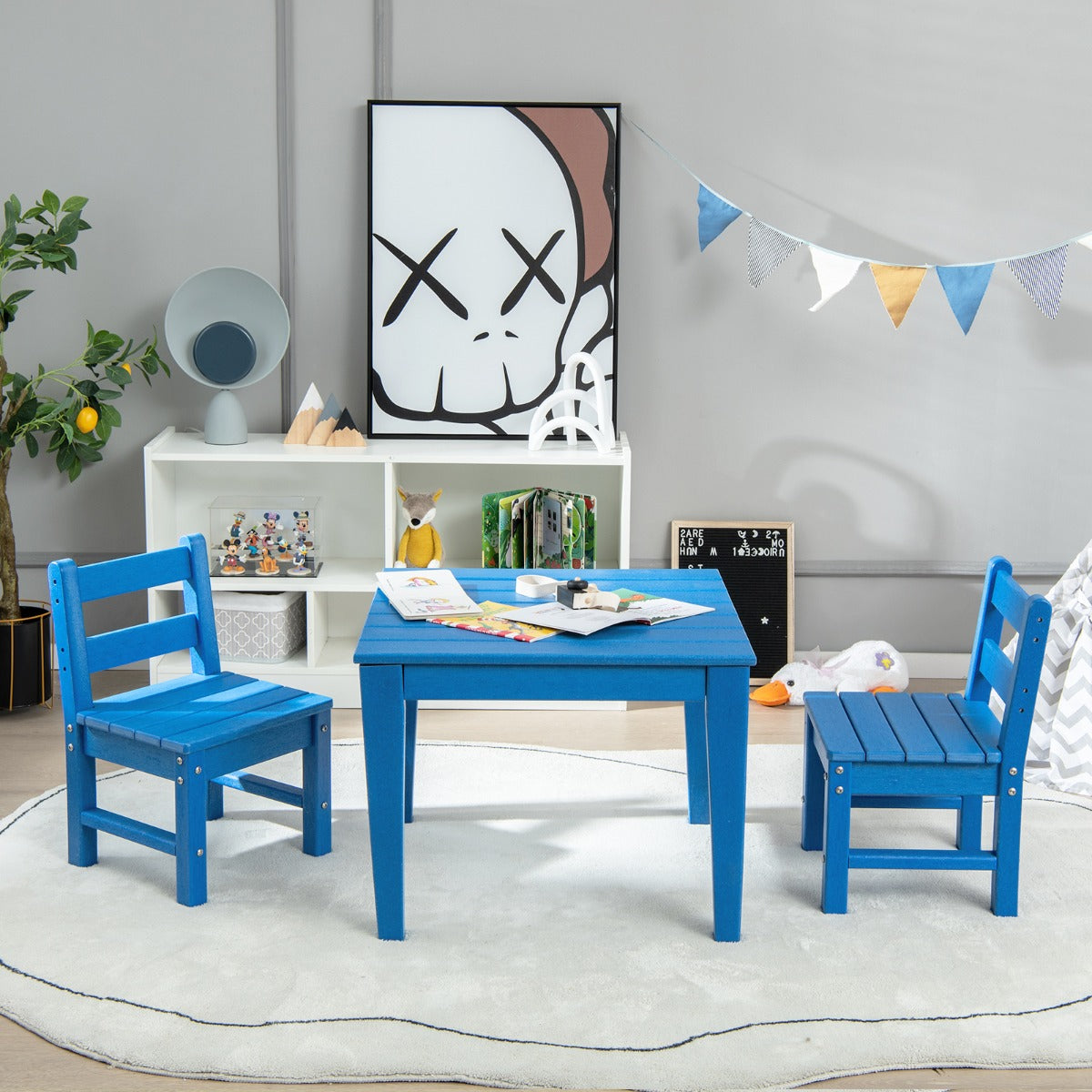 3-Piece Weatherproof Kids Table & Chairs Set for Outdoor & Indoor Use