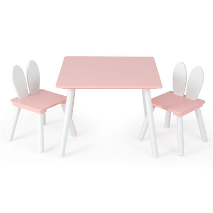 Costway 3 Pieces Kids Table and 2 Chairs Set for Arts, Crafts, Snack Time-Pink