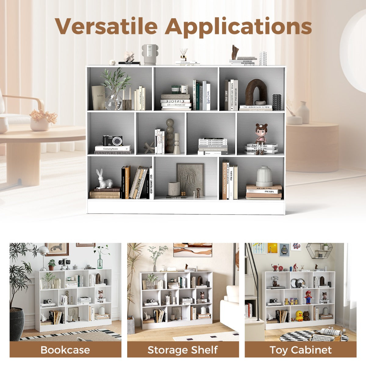 Six large and four small compartments provide flexible storage for items of different sizes