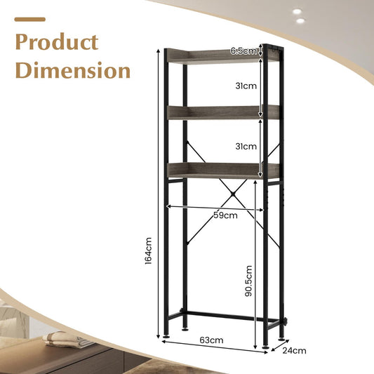 3-tier over-toilet storage rack with open shelves for towels, toiletries, and bathroom essentials