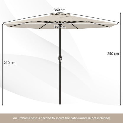 3.6 m Patio Outdoor Market Umbrella With Crank Handle-Beige
