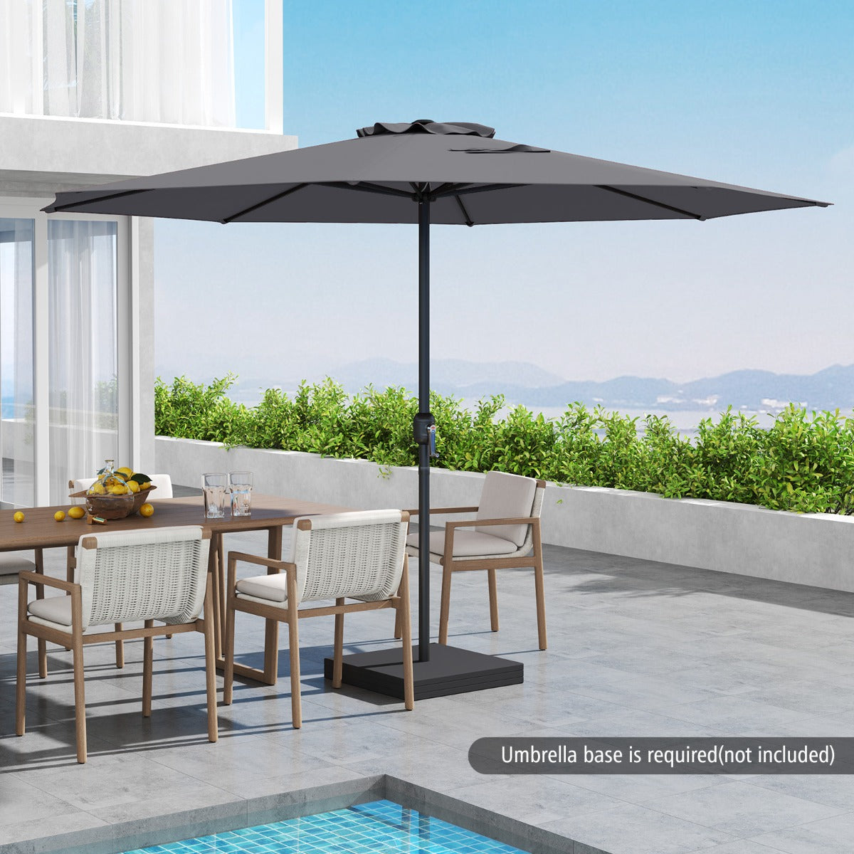 3.6 m Patio Outdoor Market Umbrella With Crank Handle-Grey