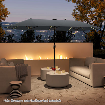 3.9 m Large Patio Umbrella with LED Solar Lights for Garden-Grey