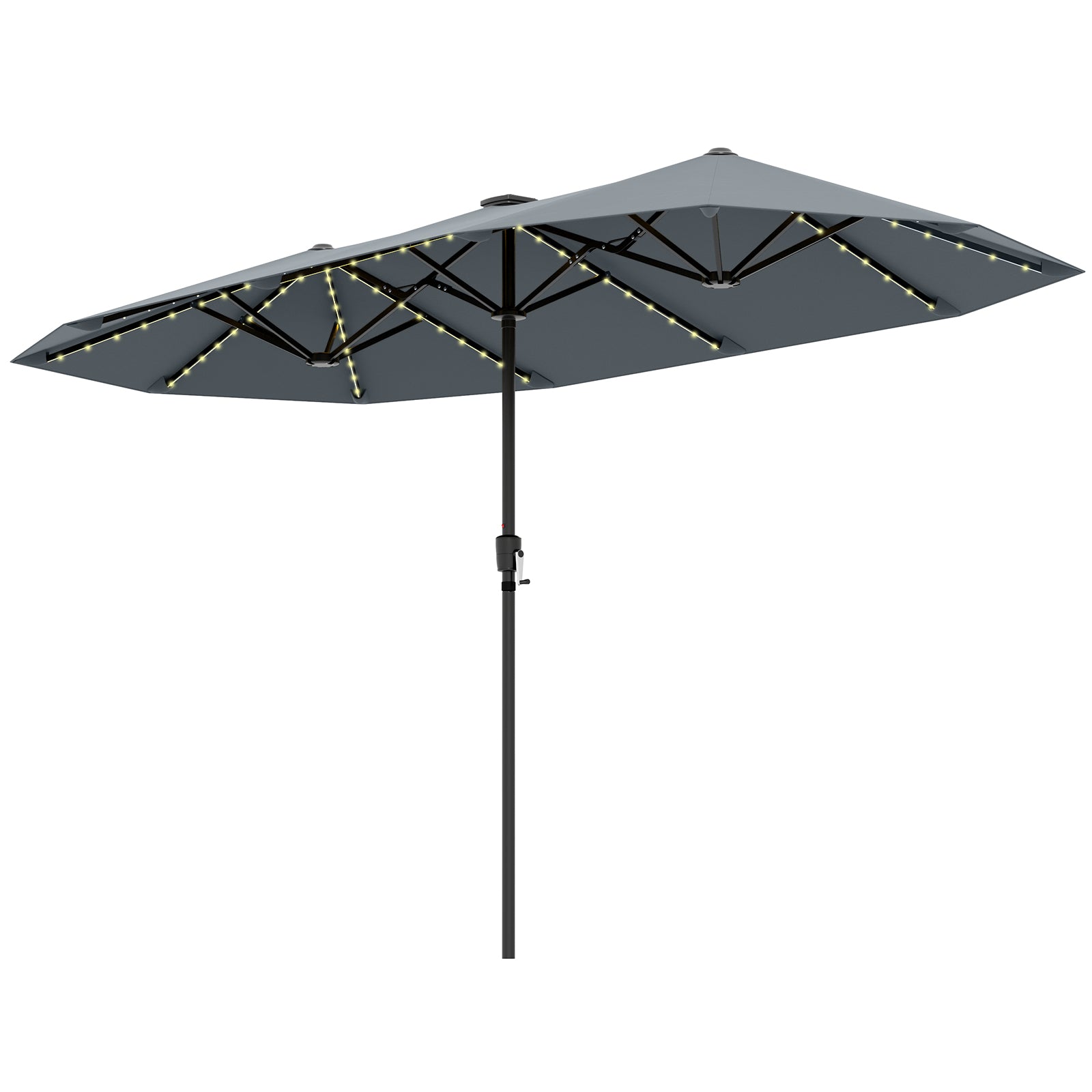3.9 m Large Patio Umbrella with LED Solar Lights for Garden-Grey