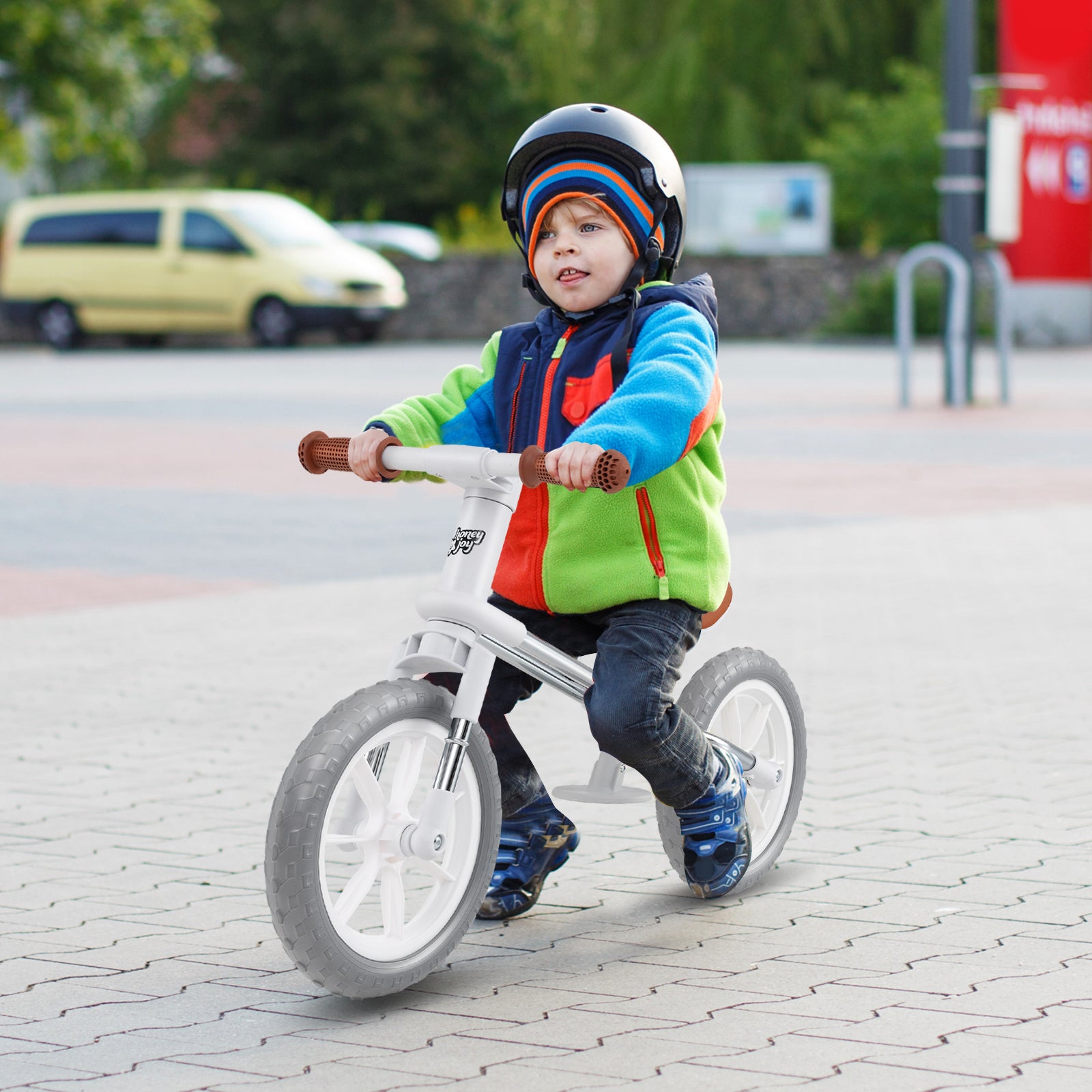 30 CM Balance Bike with Adjustable Seat and Wear-resistant EVA Foam Tires-White