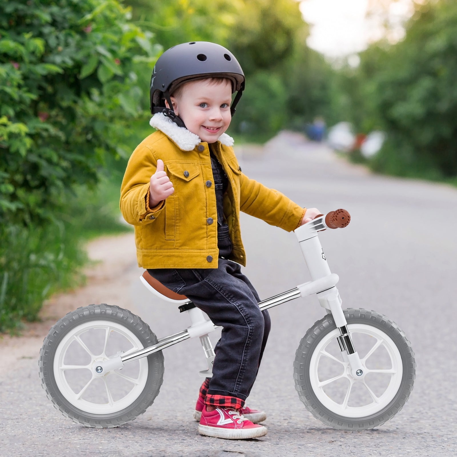 30 CM Balance Bike with Adjustable Seat and Wear-resistant EVA Foam Tires-White