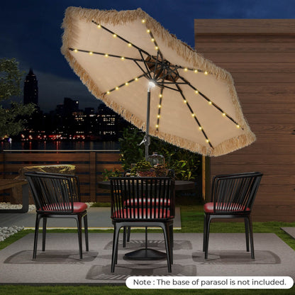 Costway 32 LED Hula Thatched Tiki Umbrella Solar Powered with 30-Degree Tilt