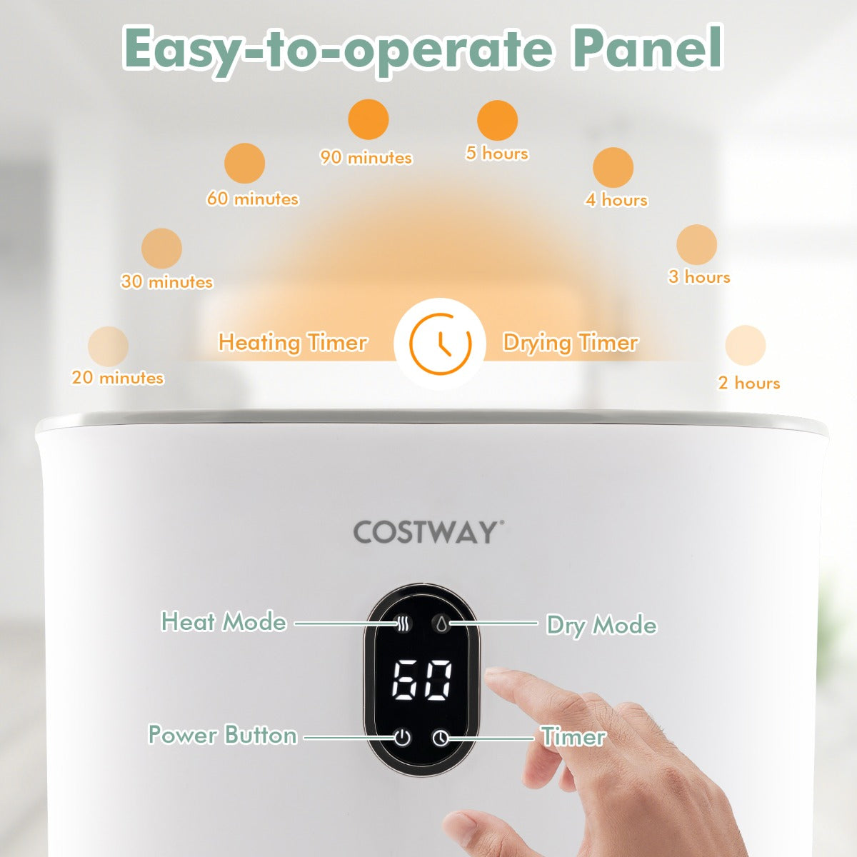Costway 35L Large Towel Warmer Bucket with 20-90Min Timer and 2-5H Drying Mode-White