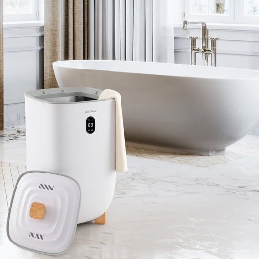 Costway 35L Large Towel Warmer Bucket with 20-90Min Timer and 2-5H Drying Mode-White