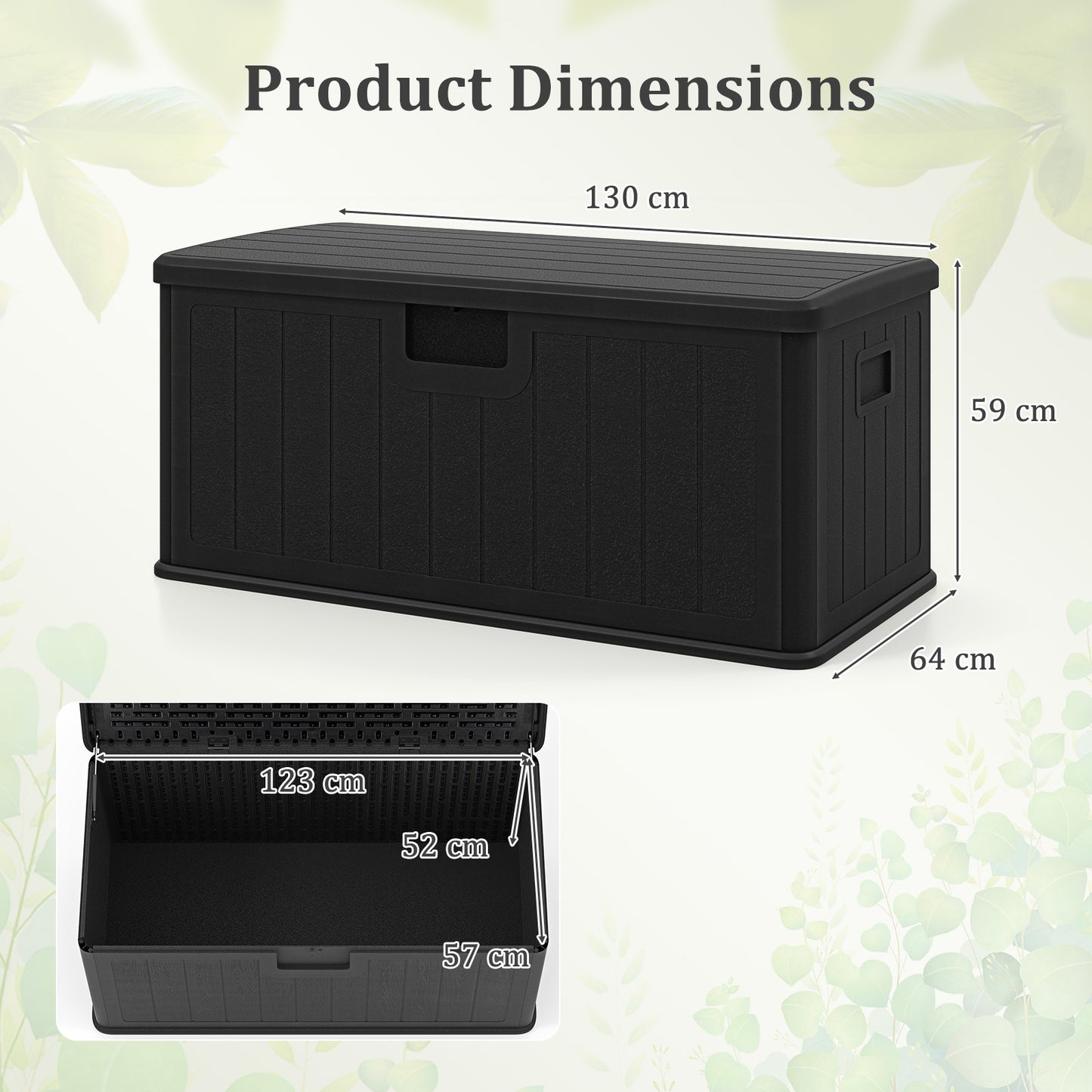 378 L Large Deck Box 200kg Weight Capacity Resin Storage Bench with Lockable Lid-Black