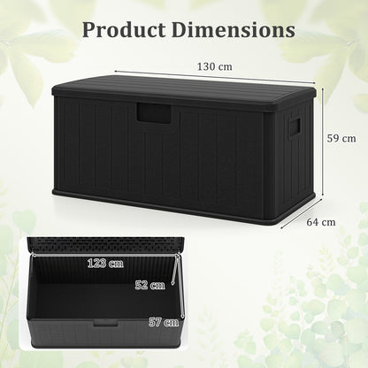 378 L Large Deck Box 200kg Weight Capacity Resin Storage Bench with Lockable Lid-Black