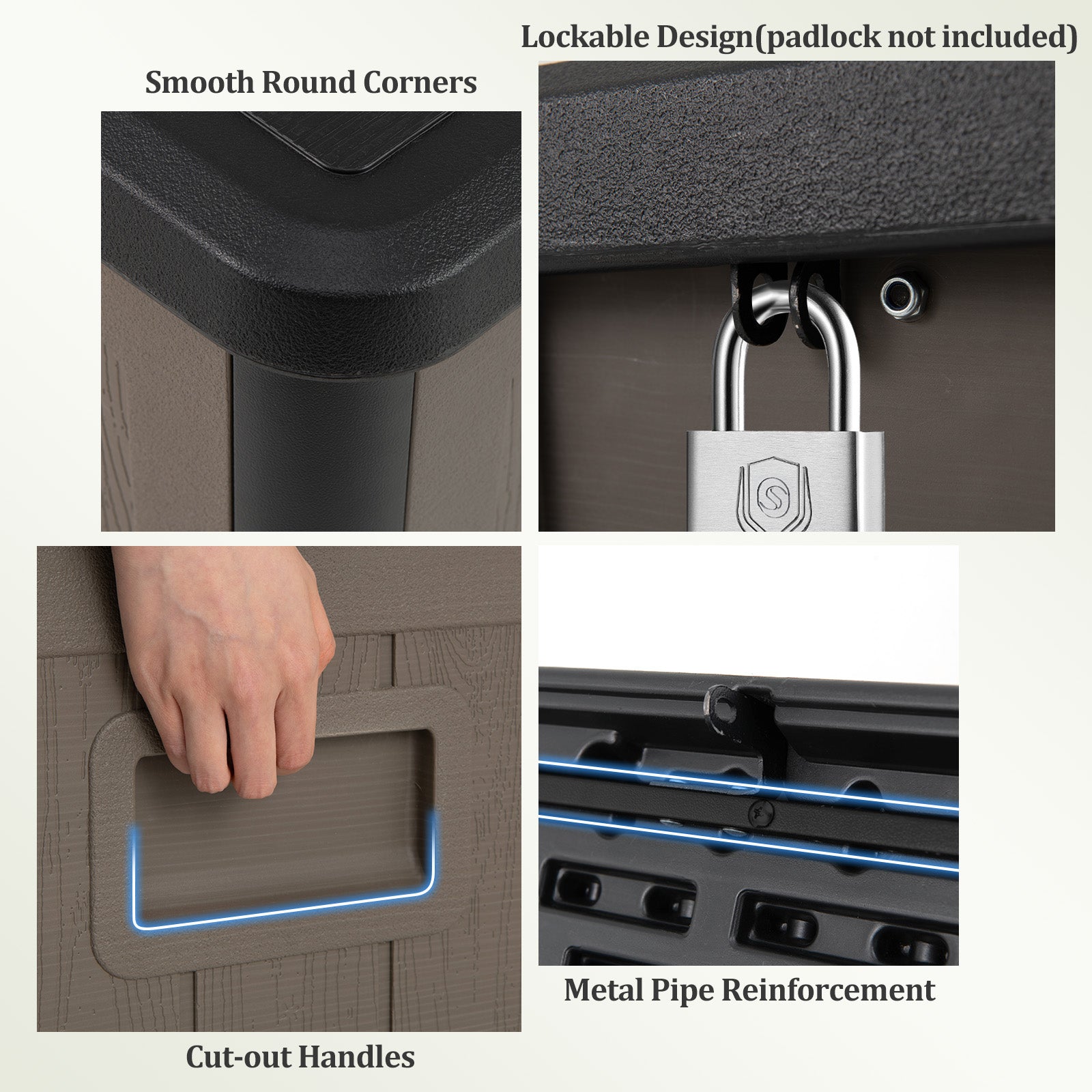 378 L Large Deck Box 200kg Weight Capacity Resin Storage Bench with Lockable Lid-Dark Grey