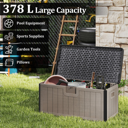 378 L Large Deck Box 200kg Weight Capacity Resin Storage Bench with Lockable Lid-Dark Grey