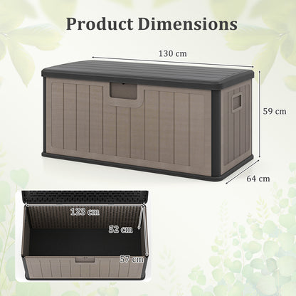 378 L Large Deck Box 200kg Weight Capacity Resin Storage Bench with Lockable Lid-Dark Grey