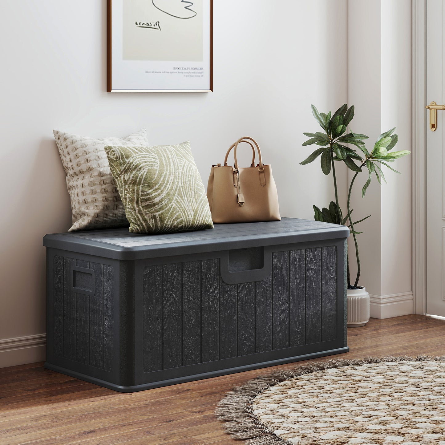 378 L Large Deck Box 200kg Weight Capacity Resin Storage Bench with Lockable Lid-Grey