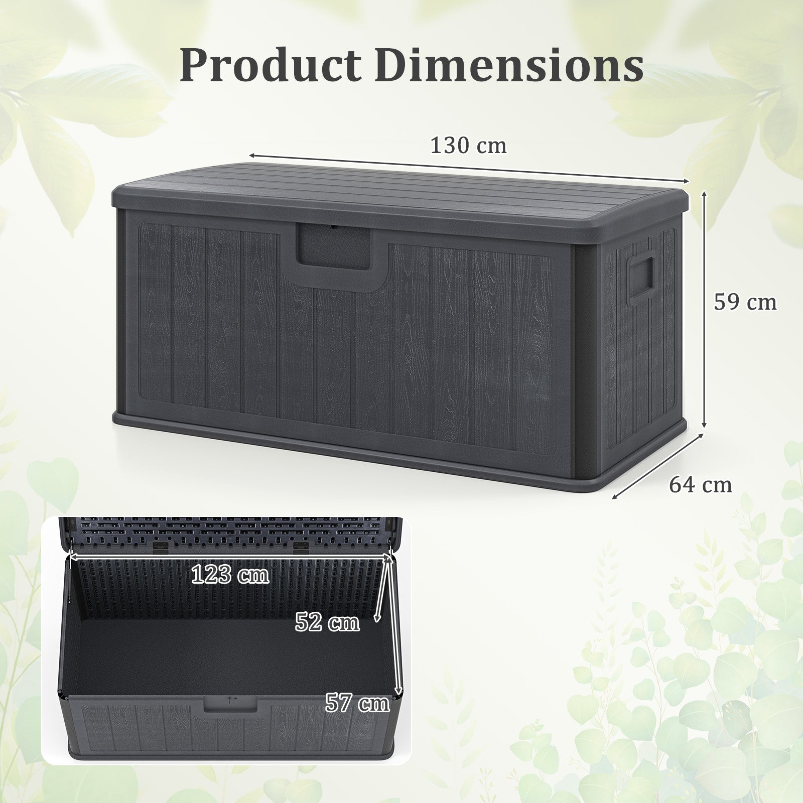 378 L Large Deck Box 200kg Weight Capacity Resin Storage Bench with Lockable Lid-Grey