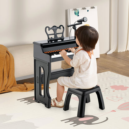 37-Key Electronic Piano Keyboard Toy with Adjustable Microphone-Black