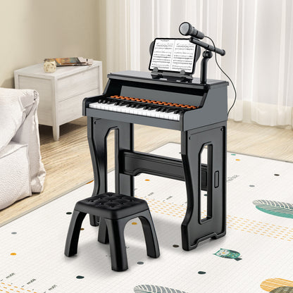 37-Key Electronic Piano Keyboard Toy with Adjustable Microphone-Black