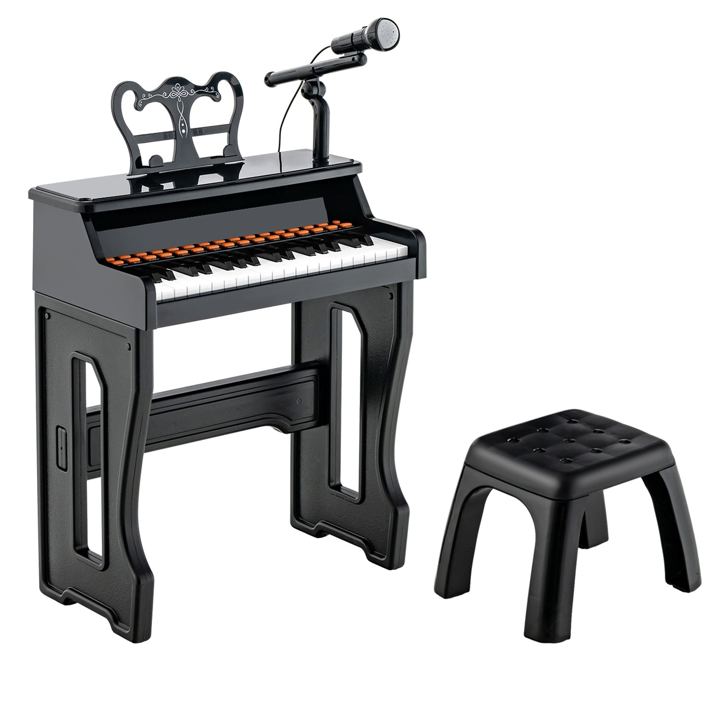 37-Key Electronic Piano Keyboard Toy with Adjustable Microphone-Black