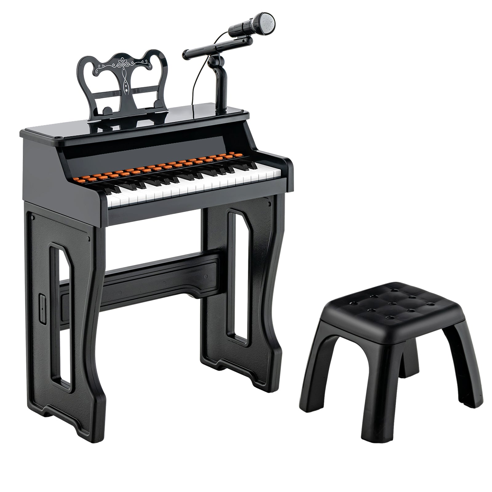 37-Key Electronic Piano Keyboard Toy with Adjustable Microphone-Black