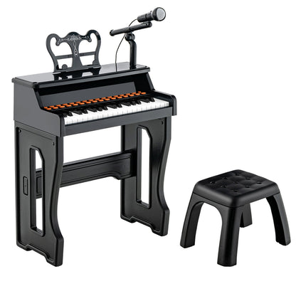 37-Key Electronic Piano Keyboard Toy with Adjustable Microphone-Black