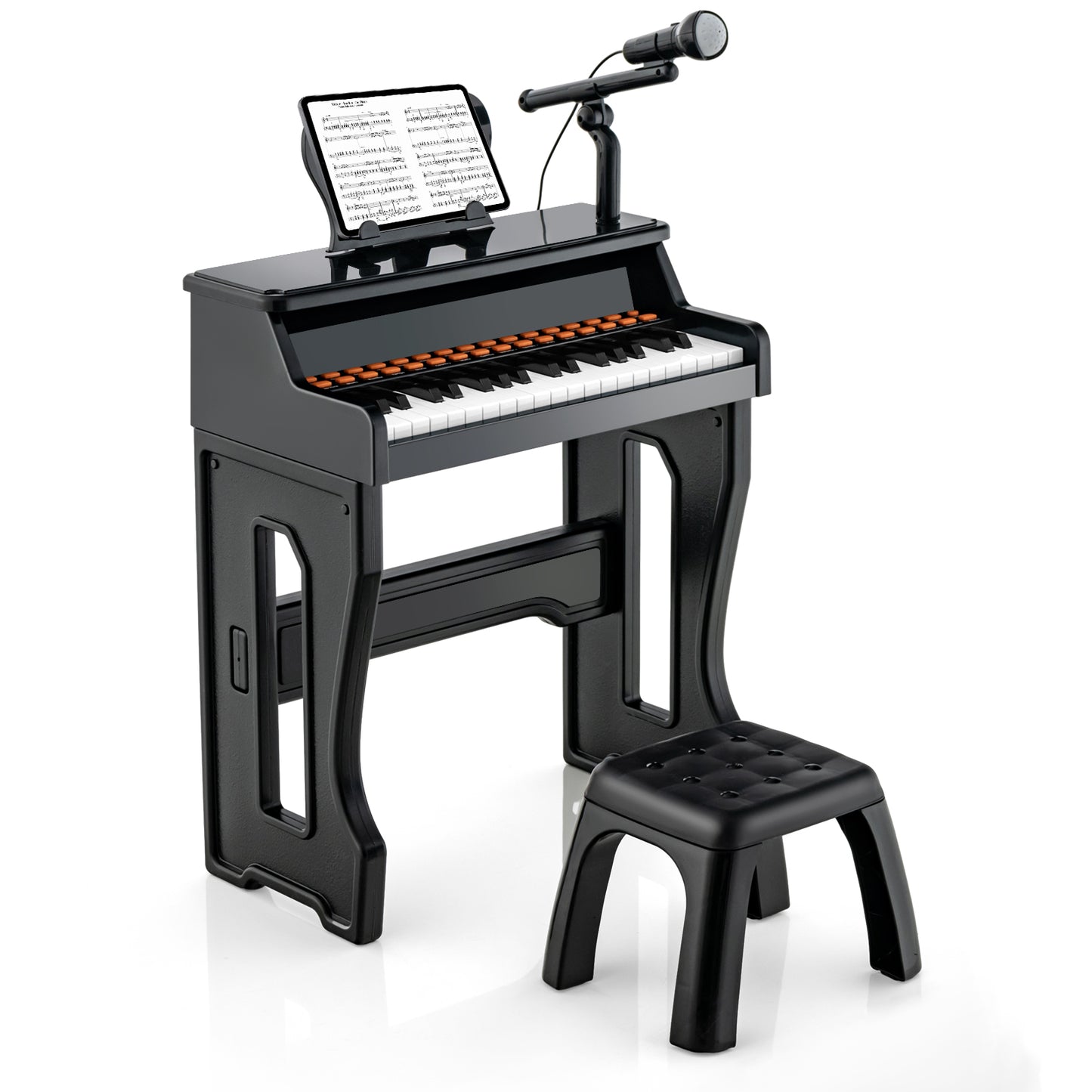 37-Key Electronic Piano Keyboard Toy with Adjustable Microphone-Black
