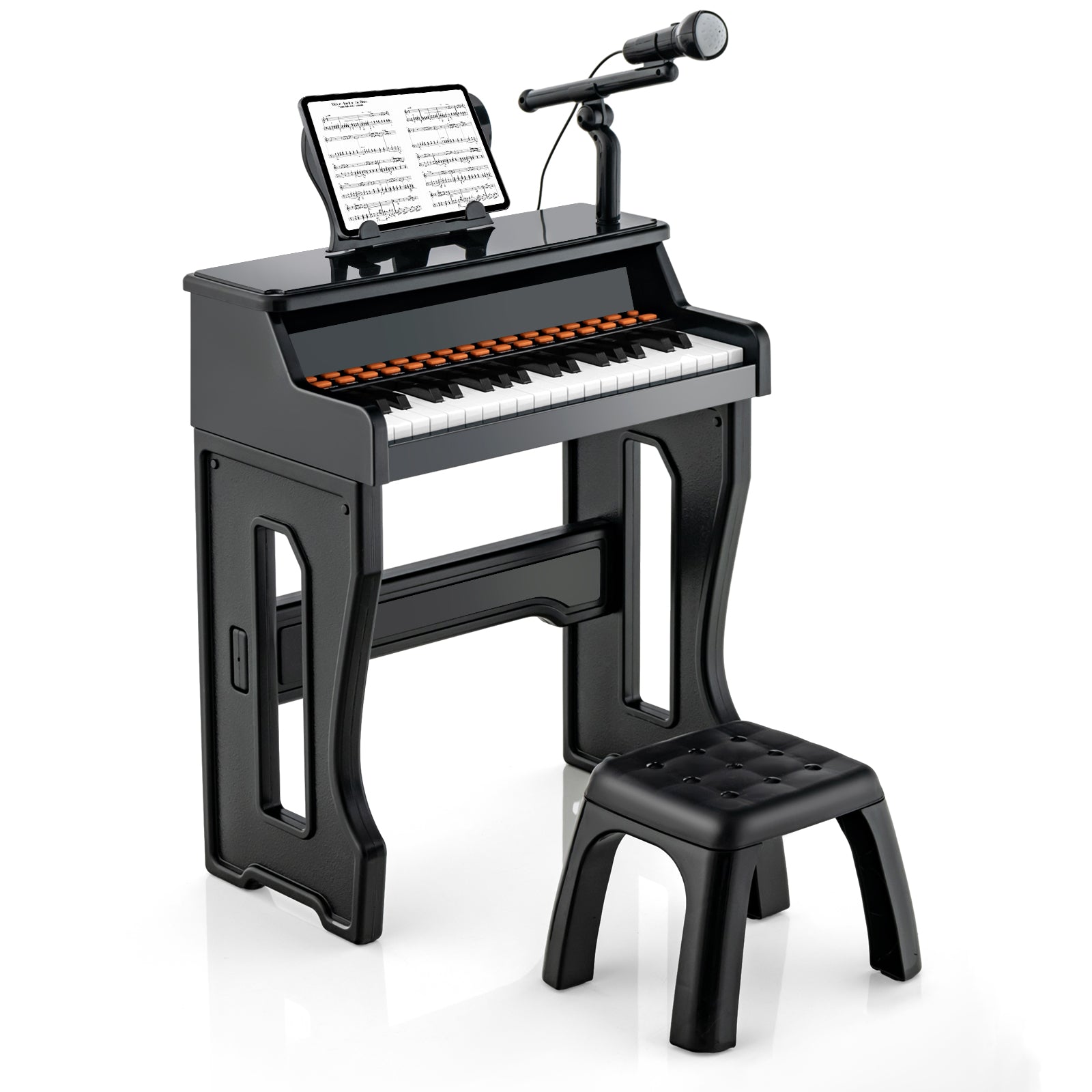 37-Key Electronic Piano Keyboard Toy with Adjustable Microphone-Black