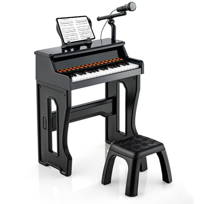 37-Key Electronic Piano Keyboard Toy with Adjustable Microphone-Black