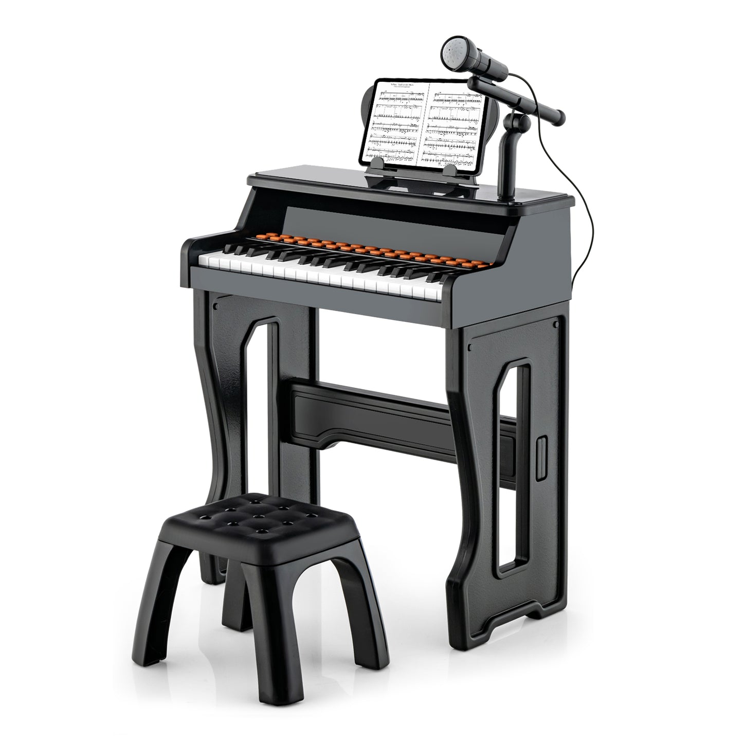 37-Key Electronic Piano Keyboard Toy with Adjustable Microphone-Black