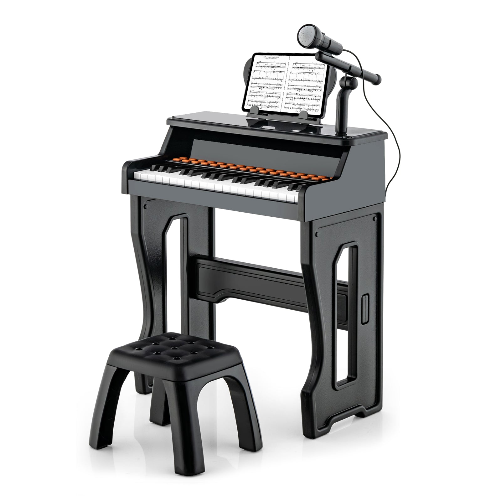 37-Key Electronic Piano Keyboard Toy with Adjustable Microphone-Black