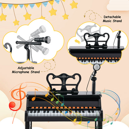 37-Key Electronic Piano Keyboard Toy with Adjustable Microphone-Black