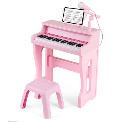 37-Key Electronic Piano Keyboard Toy with Adjustable Microphone-Pink