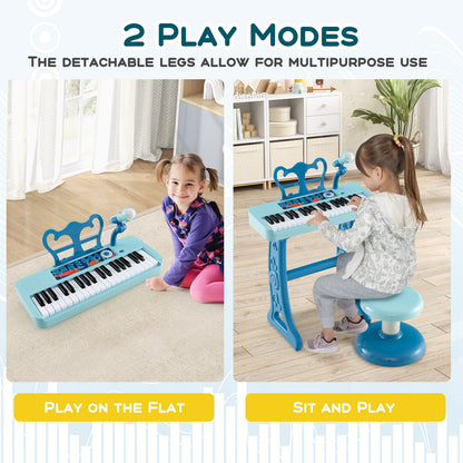 37 Keys Kids Piano Keyboard with Microphone for Ages 3+-Blue