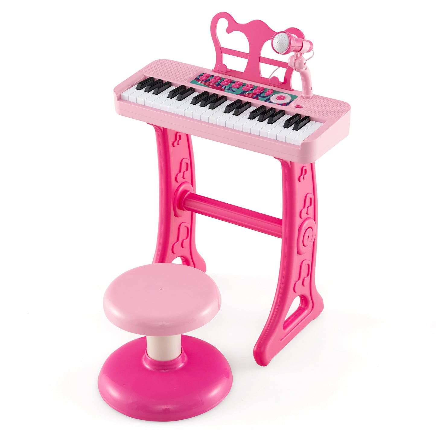 37 Keys Kids Piano Keyboard with Microphone for Ages 3+-Pink