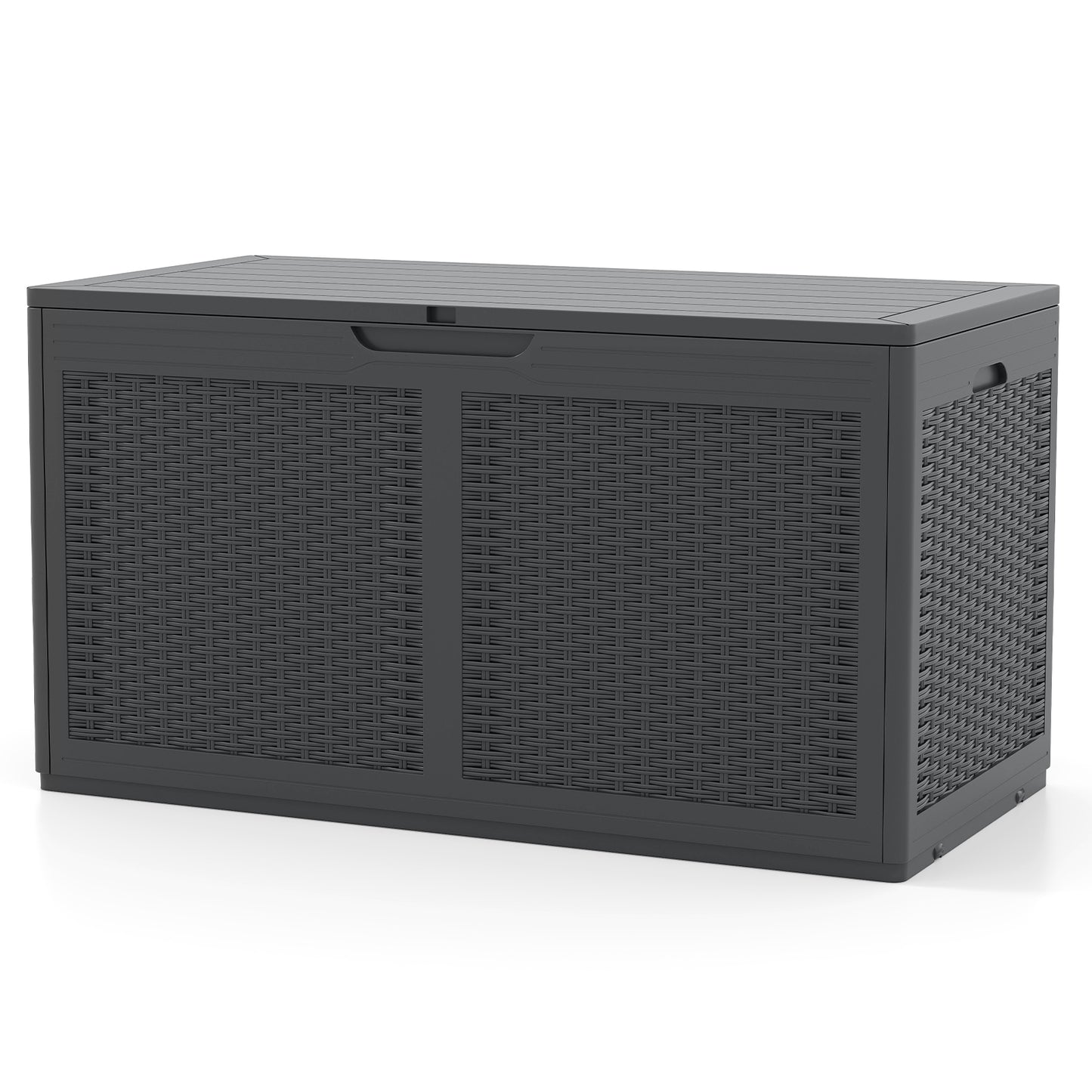 380L Resin Deck Box Outdoor Waterproof Storage Bench with Lockable Lid-Grey