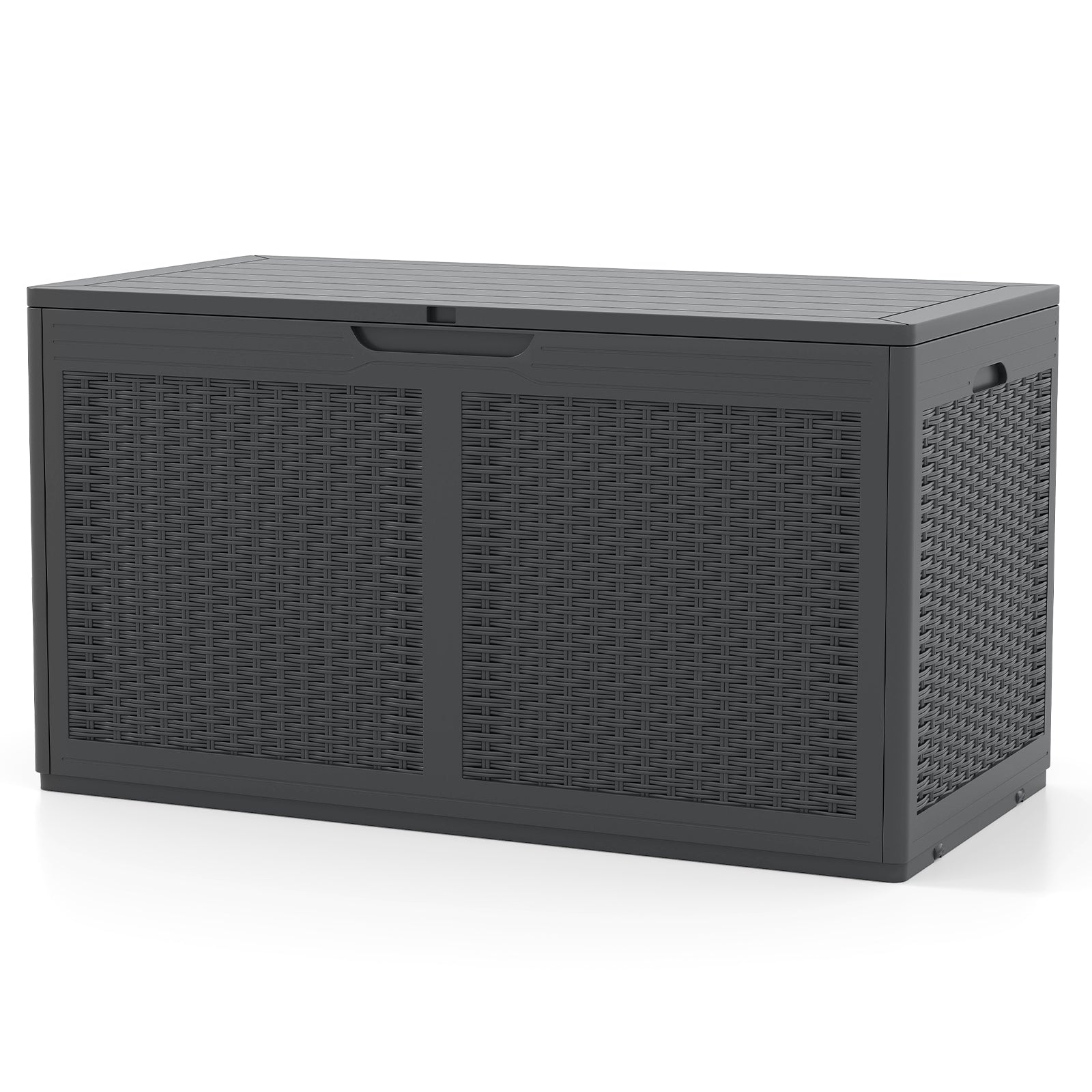 380L Resin Deck Box Outdoor Waterproof Storage Bench with Lockable Lid-Grey
